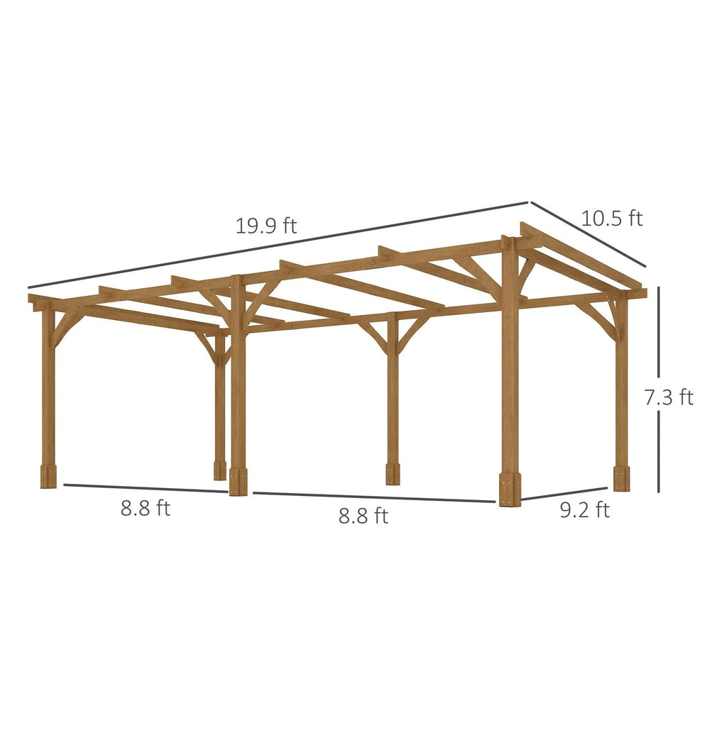20x10ft Wood Pergola, Outdoor Gazebo Grape Trellis - Dark Brown