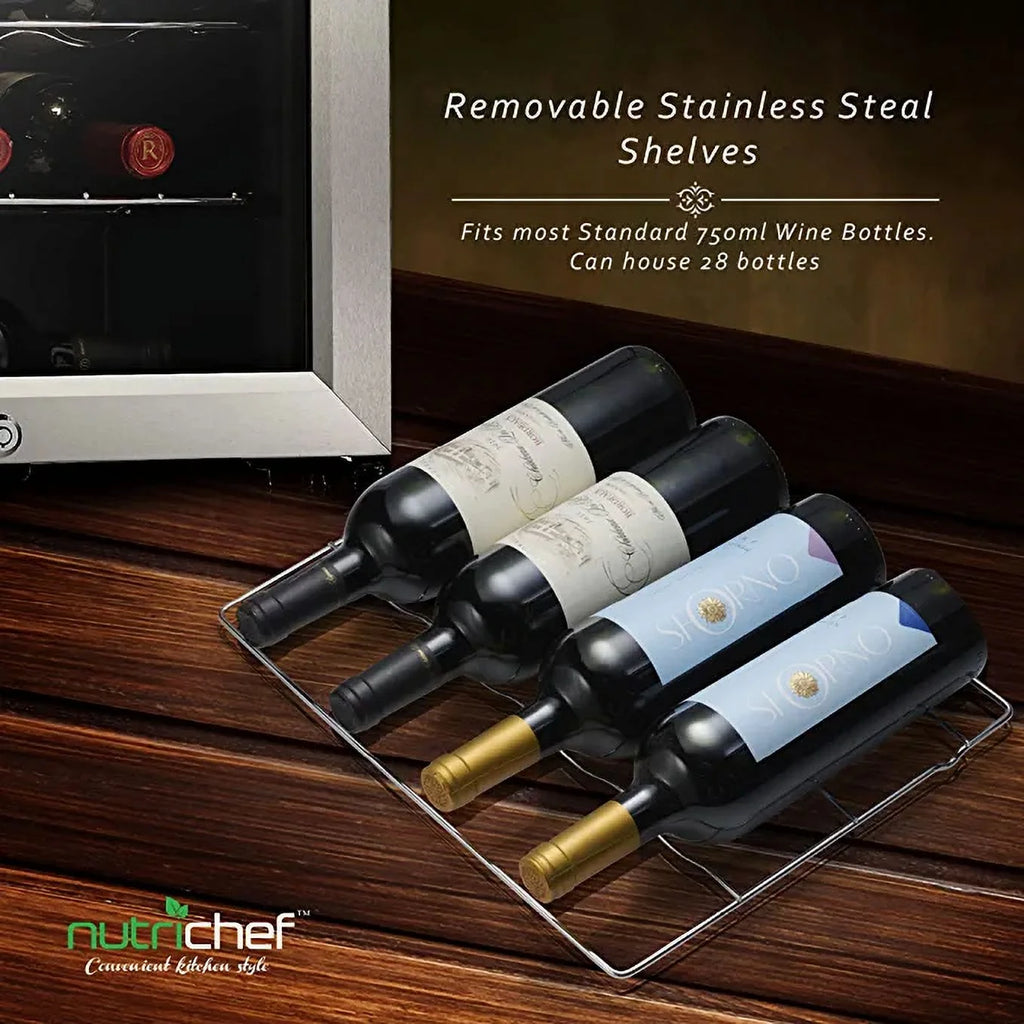 NutriChef 33 Bottle Dual-Zone Refrigerator PKCWCDS335