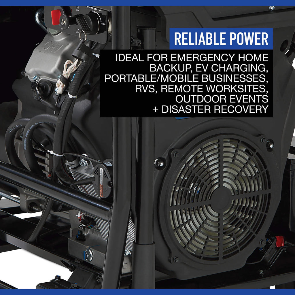 Powerhorse Portable Generator, 27,000 Surge Watts, 18,000 Rated Watts, 120/240V, Dual Fuel, Electric Start, CO Shutdown