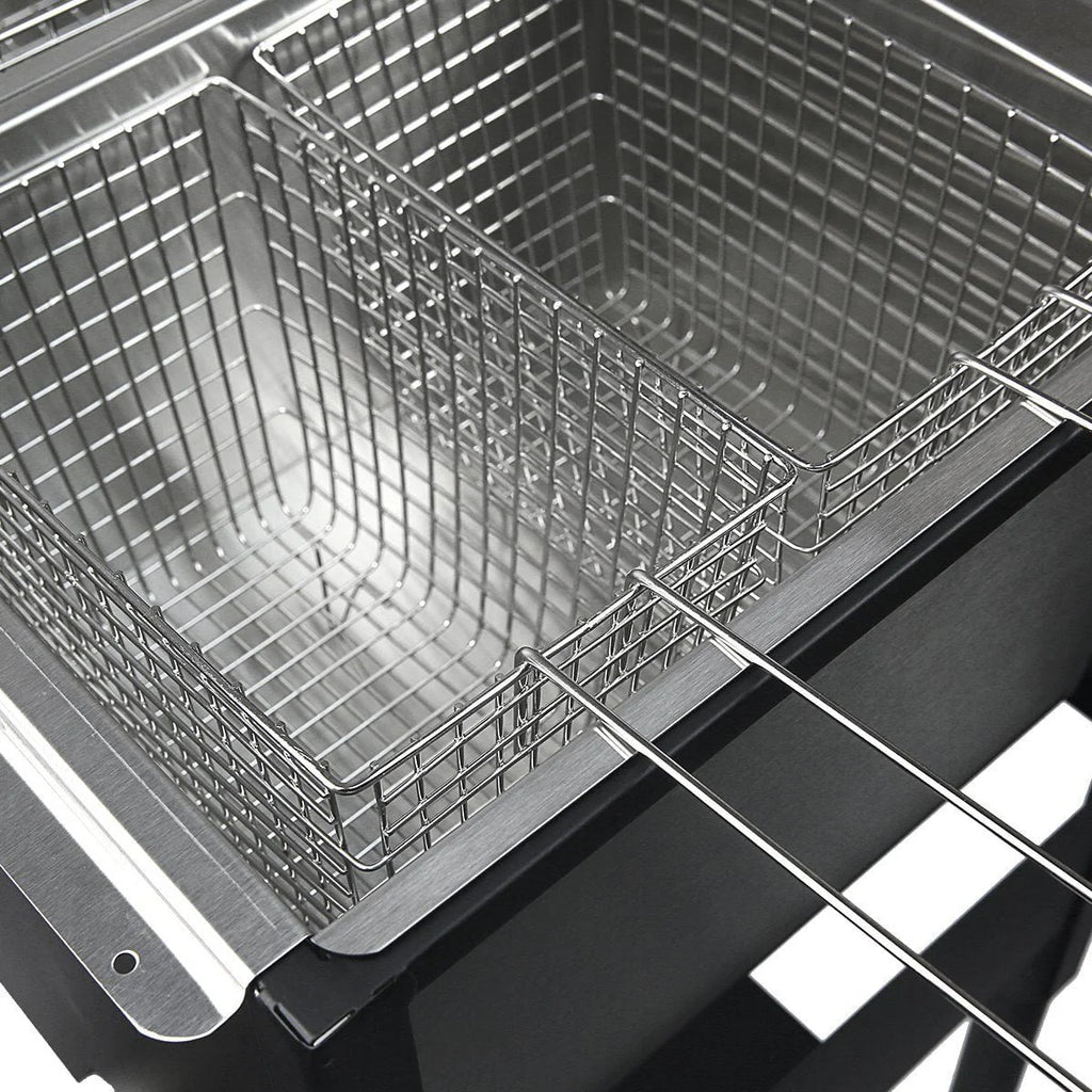 Barton High-Pressure Deep Fryer Triple Basket Dual Burner Stainless Steel Cooker Fryer Black