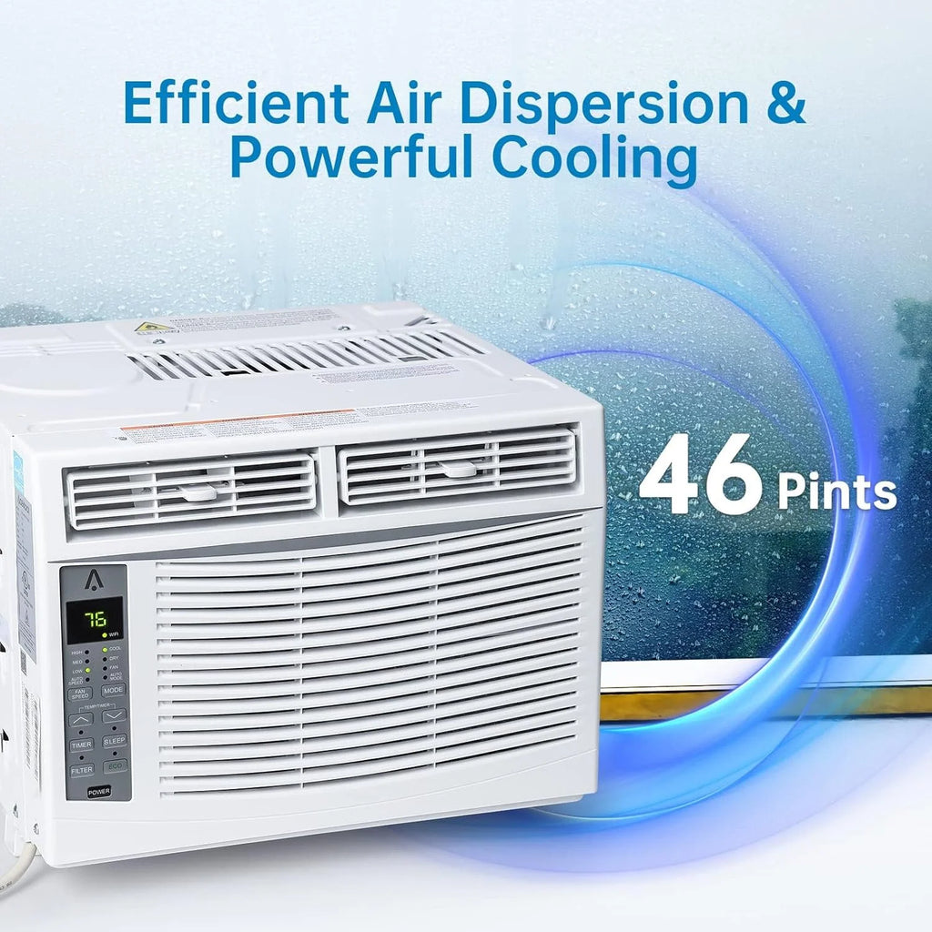 GAOMON Smart 6000 BTU Window Air Conditioner ?C WiFi-Enabled AC with Remote & App Control, Timer, Sleep Mode, Easy Install Kit, Cools Rooms Up to 350 Sq. Ft, 115V, White