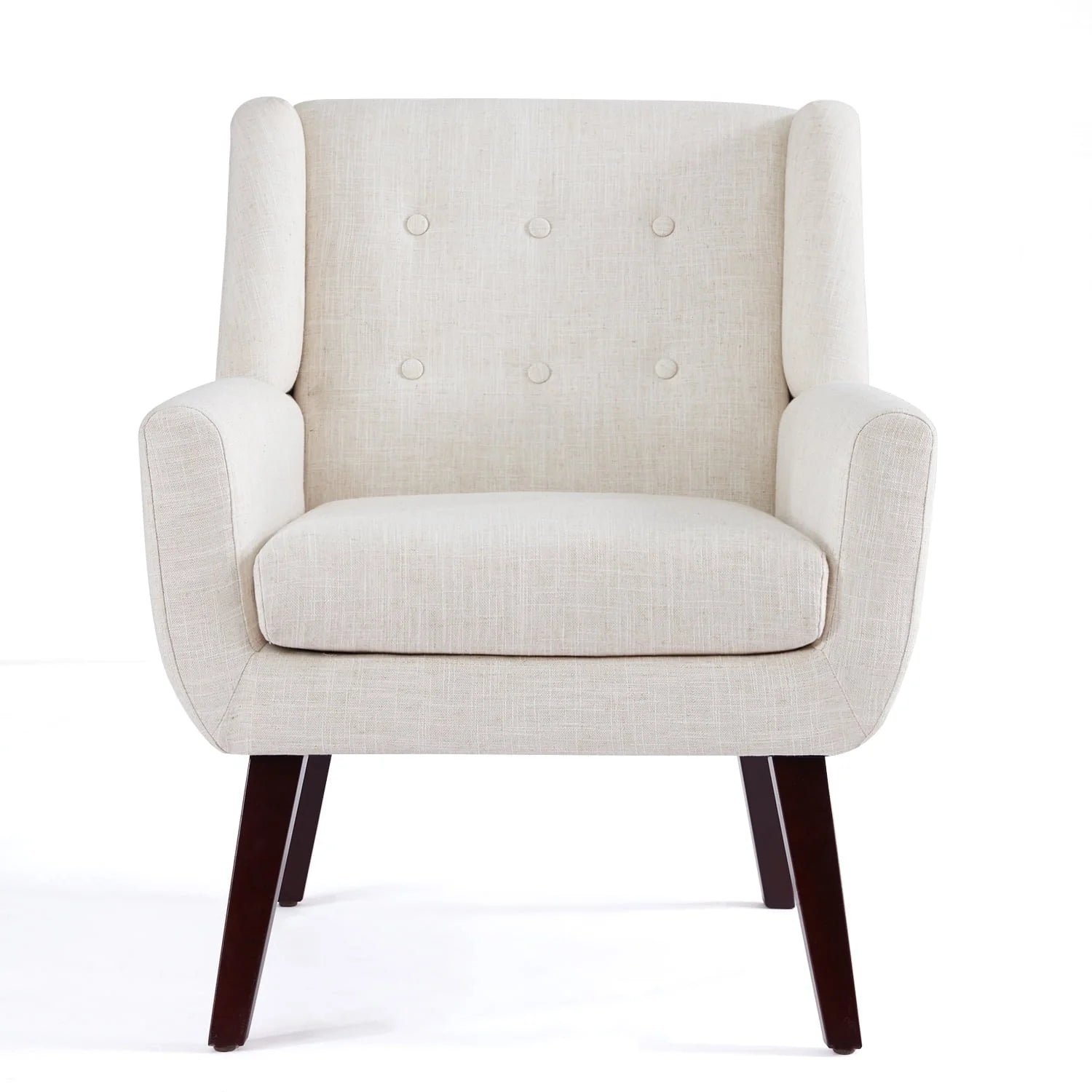 HUIMO  Accent Chair, Button-Tufted Upholstered  Living Room Chairs,  Mid Century Modern Comfy Reading Chairs for Bedroom, Living Room, Beige