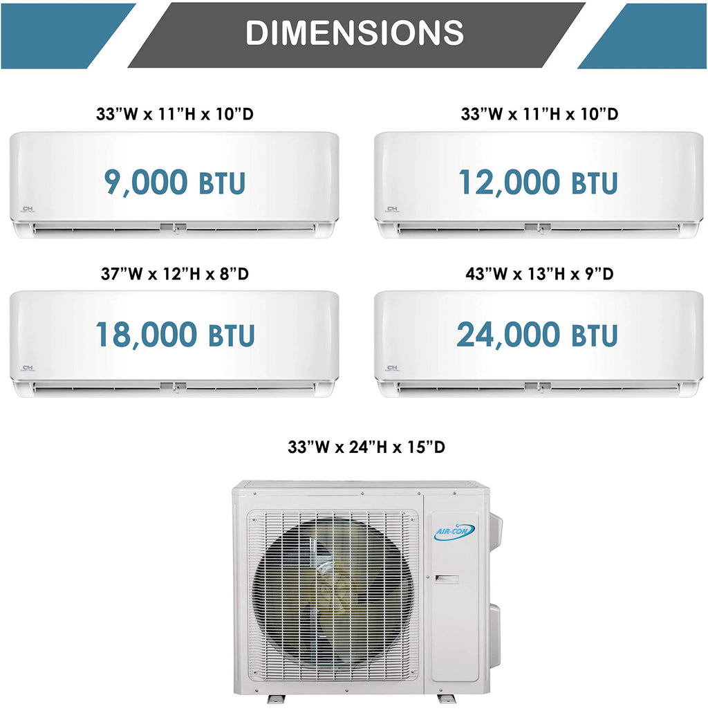 2 Zone Mini Split 9000 12000 Ductless Air Conditioner Pre-Charged Dual Zone 21 Seer Mini Split Includes