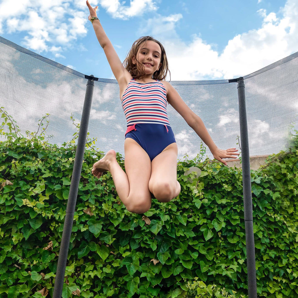 MARNUR 8FT Trampoline for Kids Trampoline with Enclosure Net, Ladder, Wind Stakes, Outdoor 330lbs Weight Capacity