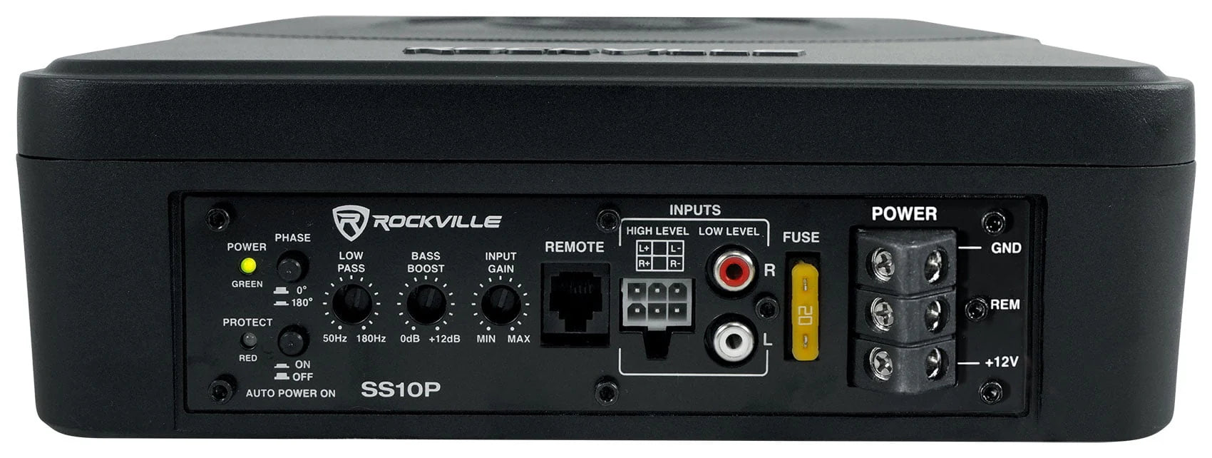 Rockville SS10P 10" 800w Slim Under-Seat Powered Car/Truck Subwoofer Sub+Amp Kit