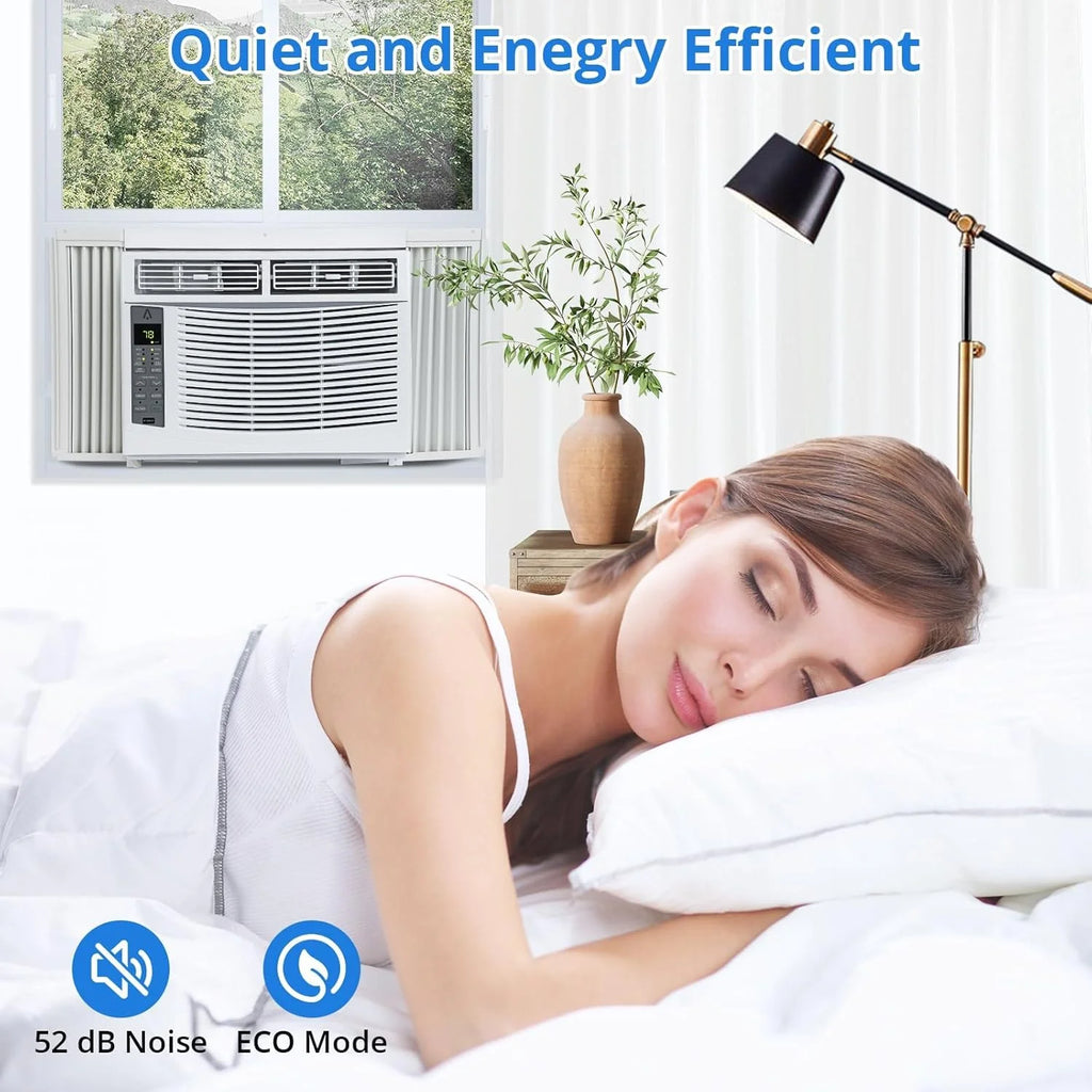 GAOMON Smart 6000 BTU Window Air Conditioner ?C WiFi-Enabled AC with Remote & App Control, Timer, Sleep Mode, Easy Install Kit, Cools Rooms Up to 350 Sq. Ft, 115V, White