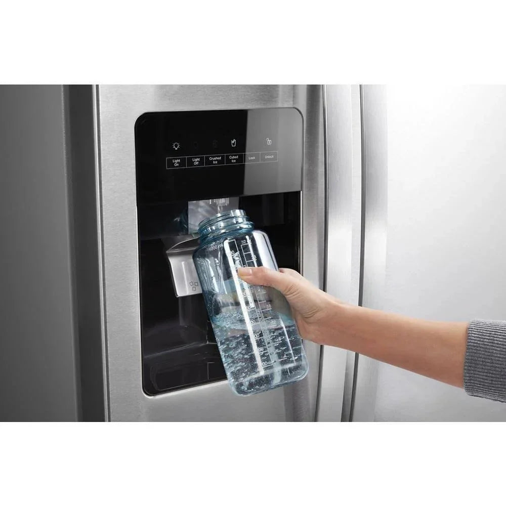 36-inch wide side-by-side refrigerator �C 24 cubic feet stainless steel