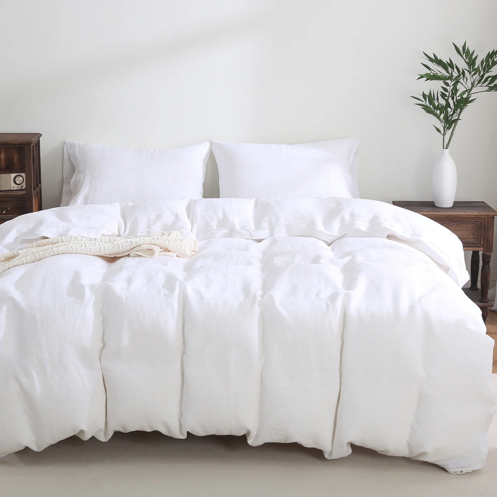 100% Pure Linen Duvet Cover with Button Closure and Corner Ties Soft & Breathable - Natural Full/Queen