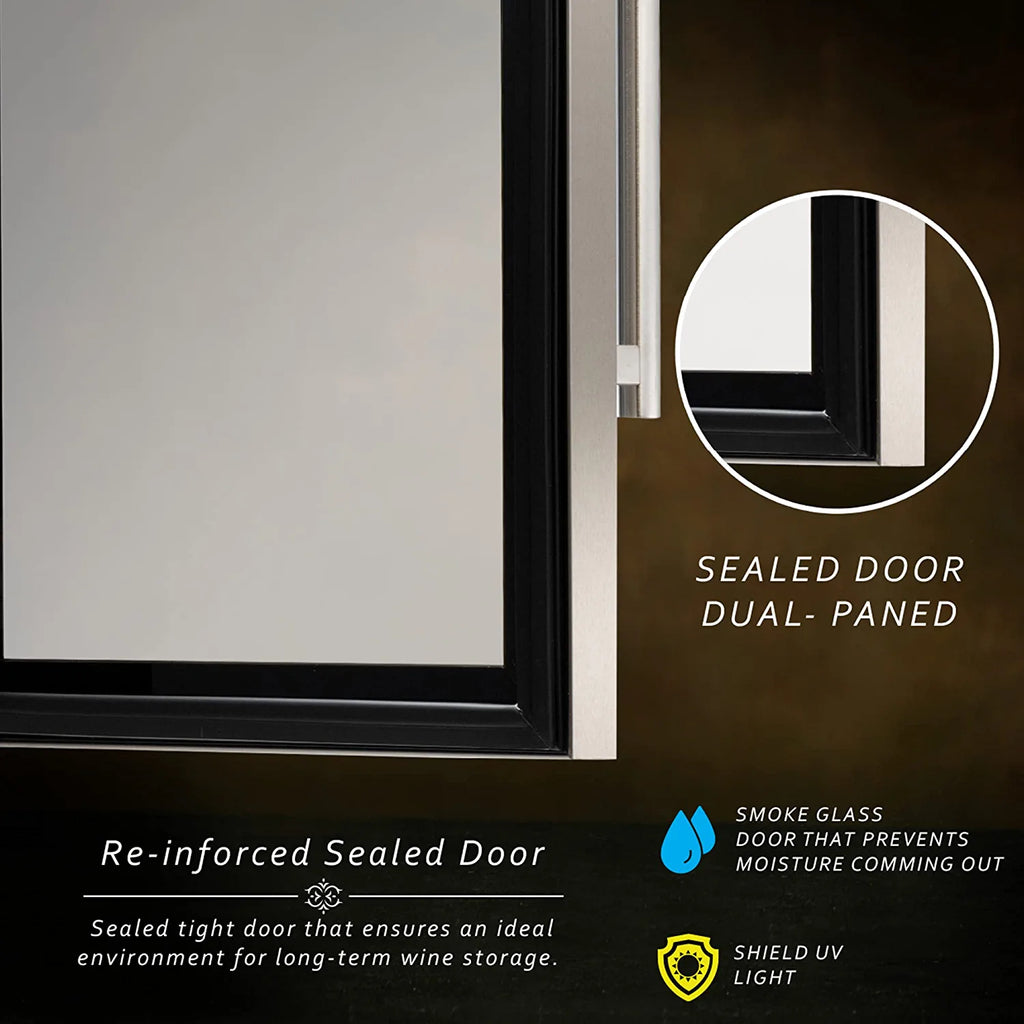 NutriChef 33 Bottle Dual-Zone Refrigerator PKCWCDS335