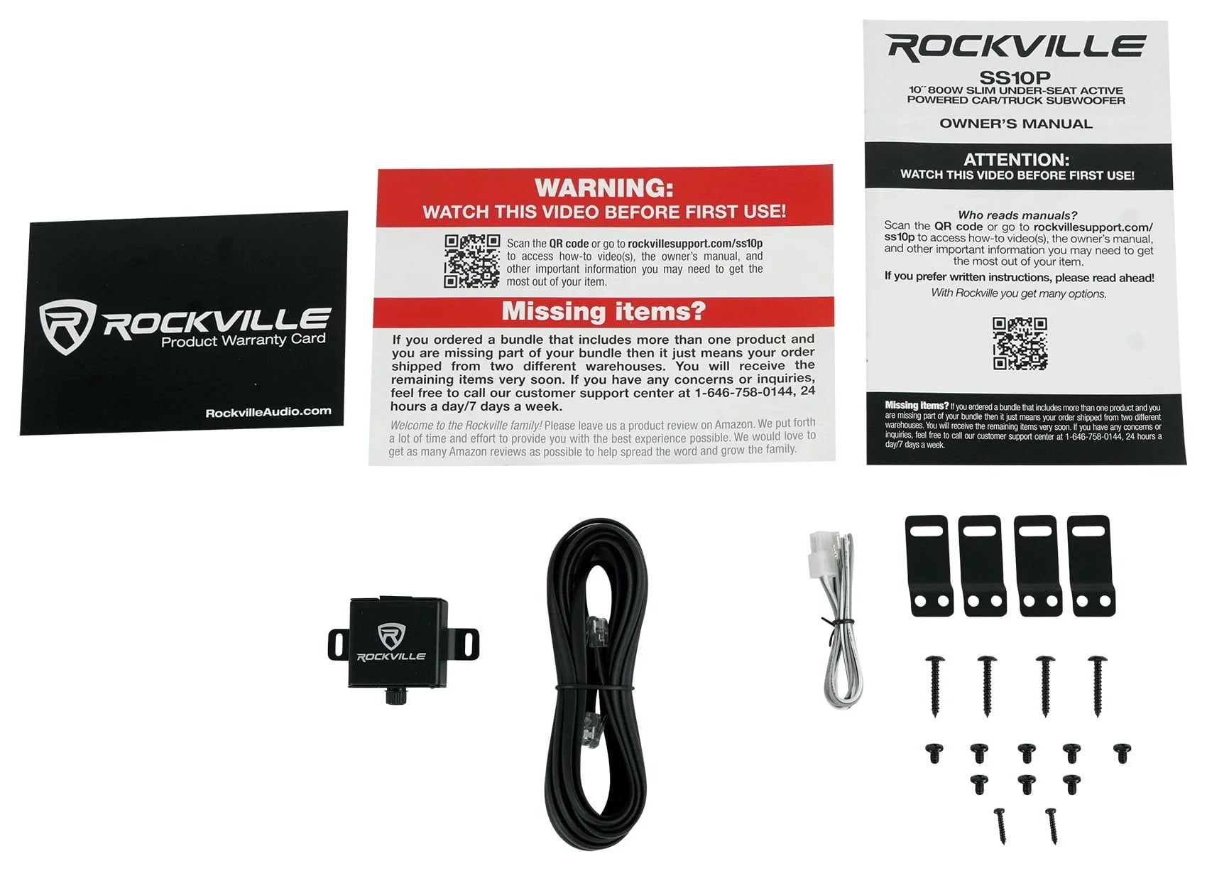 Rockville SS10P 10" 800w Slim Under-Seat Powered Car/Truck Subwoofer Sub+Amp Kit