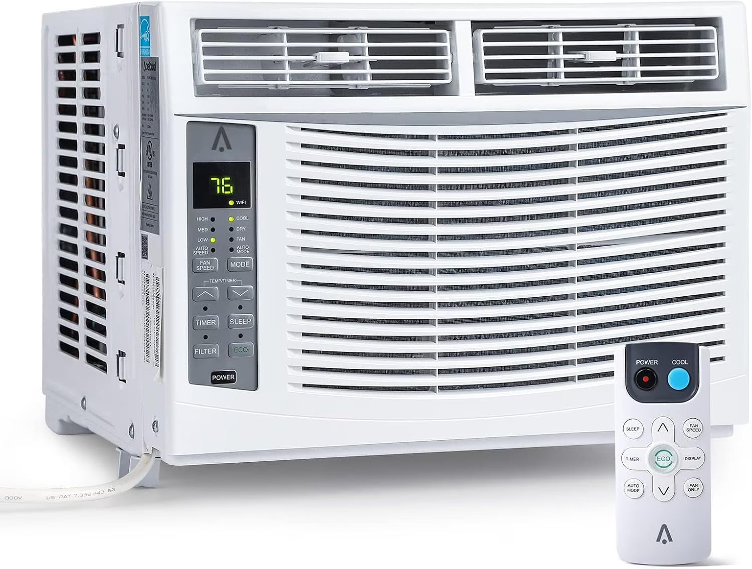 GAOMON Smart 6000 BTU Window Air Conditioner ?C WiFi-Enabled AC with Remote & App Control, Timer, Sleep Mode, Easy Install Kit, Cools Rooms Up to 350 Sq. Ft, 115V, White