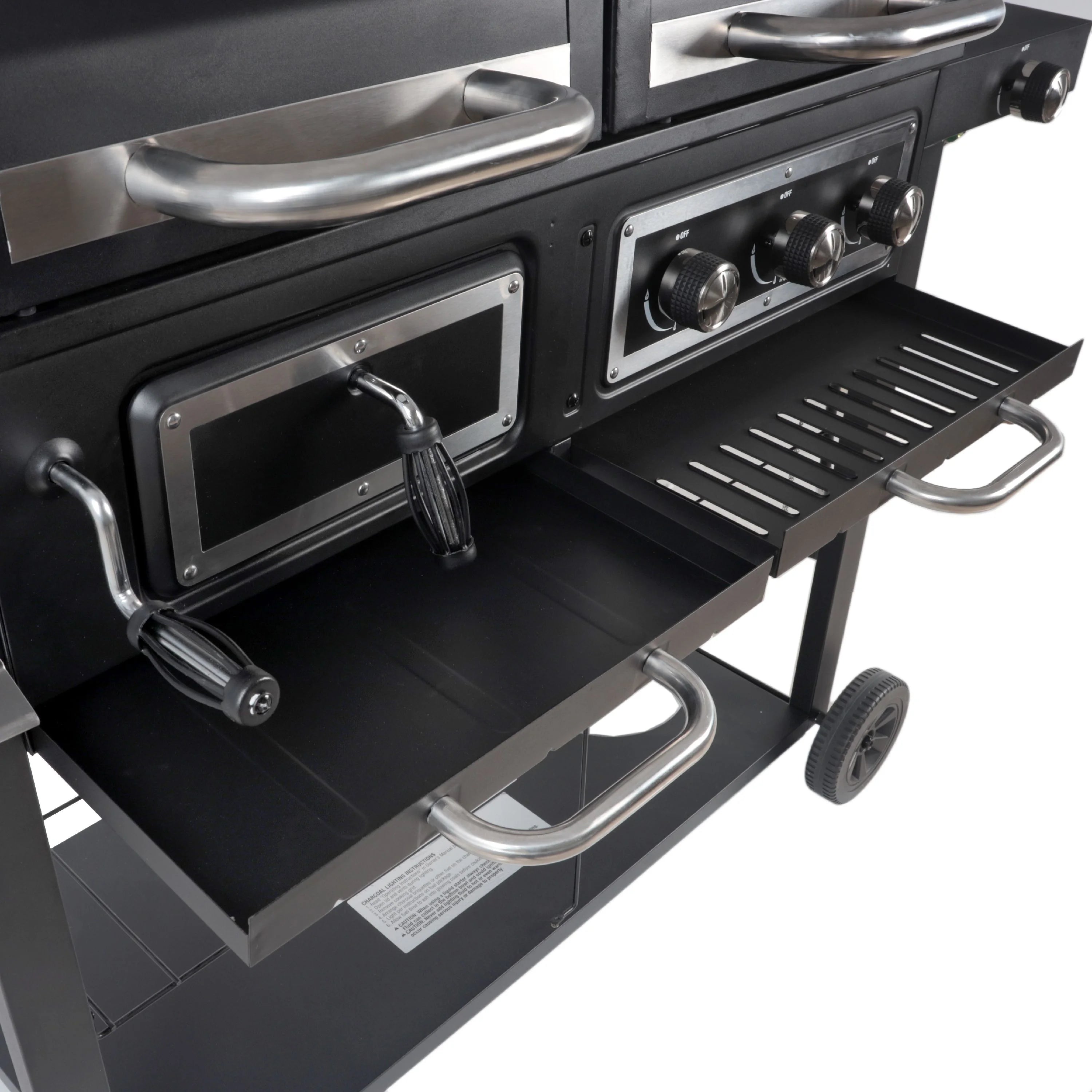 Dual Fuel Gas & Charcoal Combo Grill, Black with Stainless