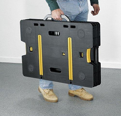Keter �C 197283 Folding Table Work Bench for Miter Saw Stand, Woodworking Tools and Accessories with Included 12 Inch Wood Clamps �C Easy Garage Storage Black/Yellow