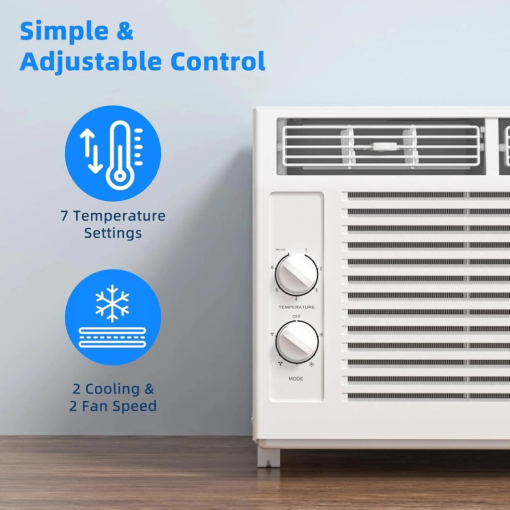 Antarctic Star 12,000 BTU U-shaped window air conditioner, cools rooms up to 550 square feet with 6 modes, 24-hour timer, ultra-quiet window air conditioner
