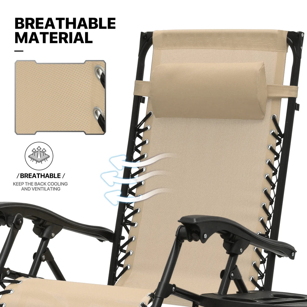 MoNiBloom Zero Gravity Chairs Set of 2, Folding Outdoor Patio Beach Recliner with Canopy Shade & Headrest, Black