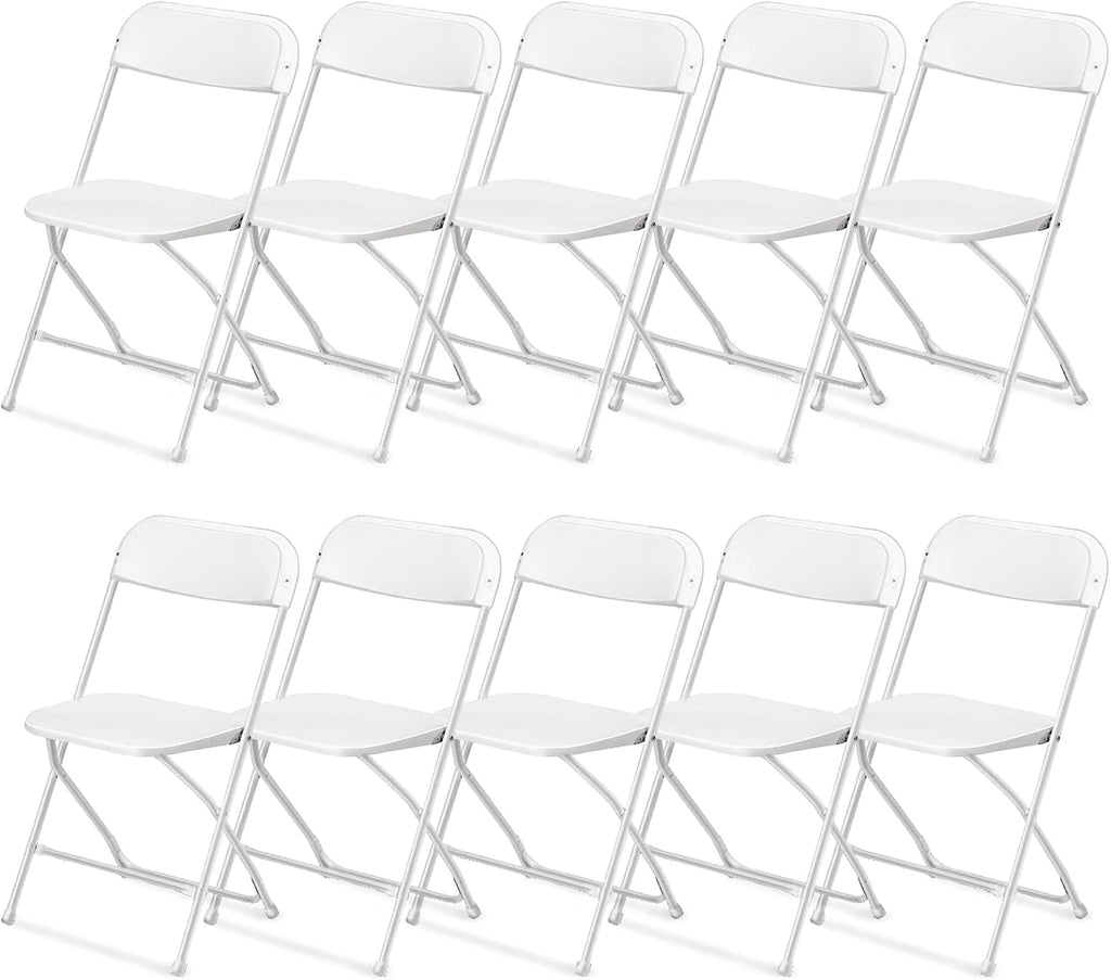 UBesGoo 10 Packs Plastic Folding Chairs Wedding Banquet Seat Party Event Chair for Adults