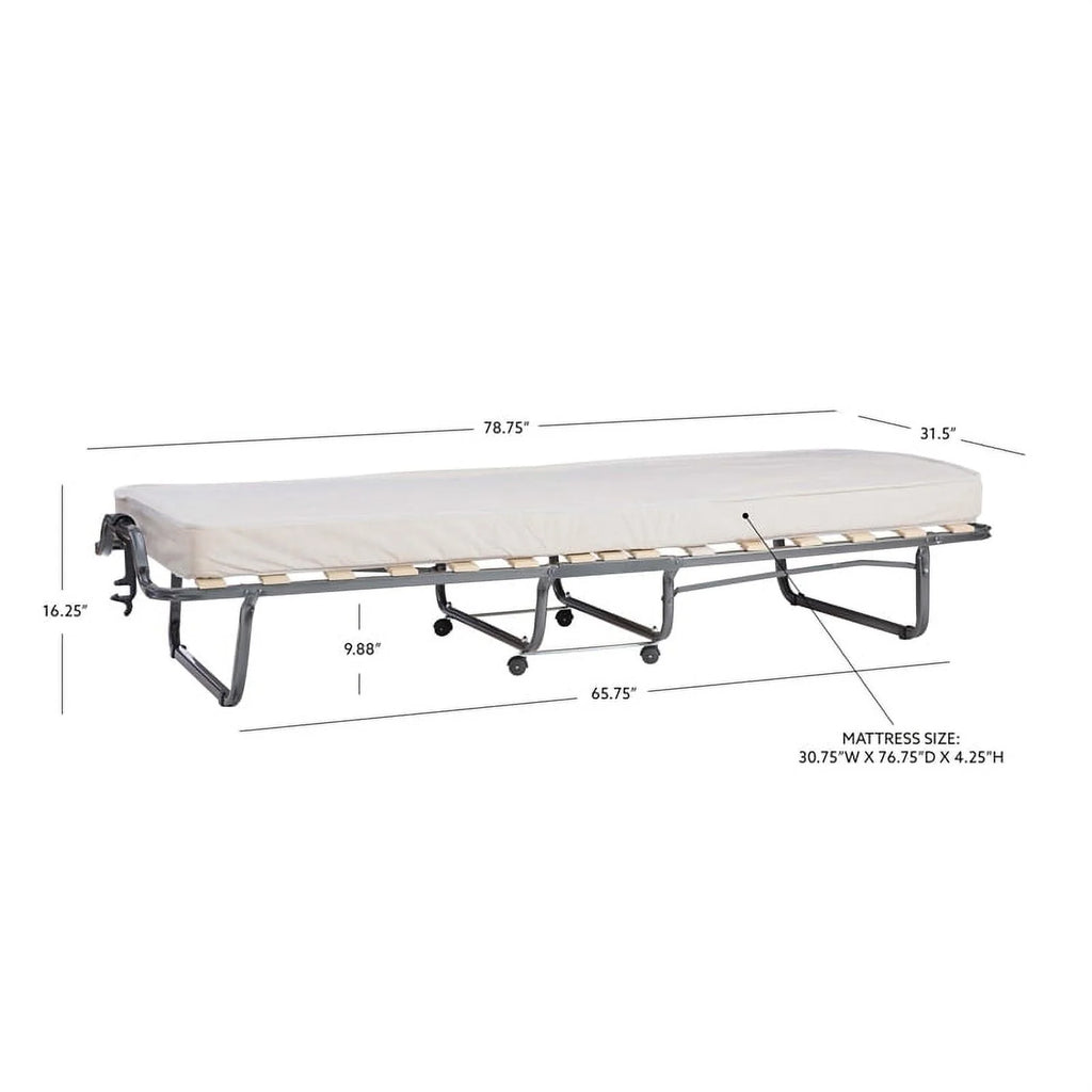 Riverbay Furniture Metal Folding Bed with Memory Foam Mattress in Beige