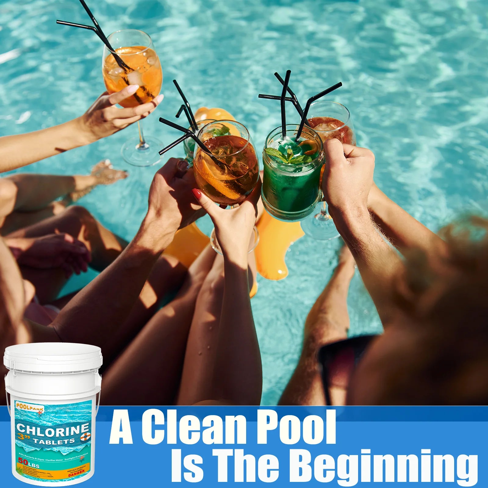 50 lbs 3" Chlor Tabs for Swimming Pools, Tablets, Chlorine Pool Chemicals