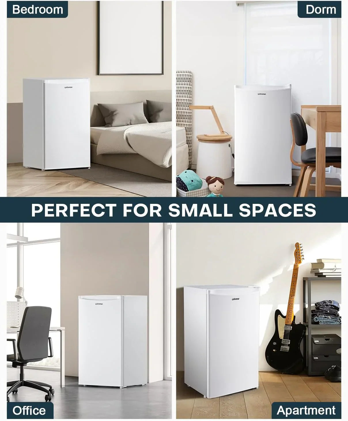 Upstreman 3.2 Cu.Ft Mini Fridge Freezer Single Door Fridge Dorm Fridge Adjustable Thermostat