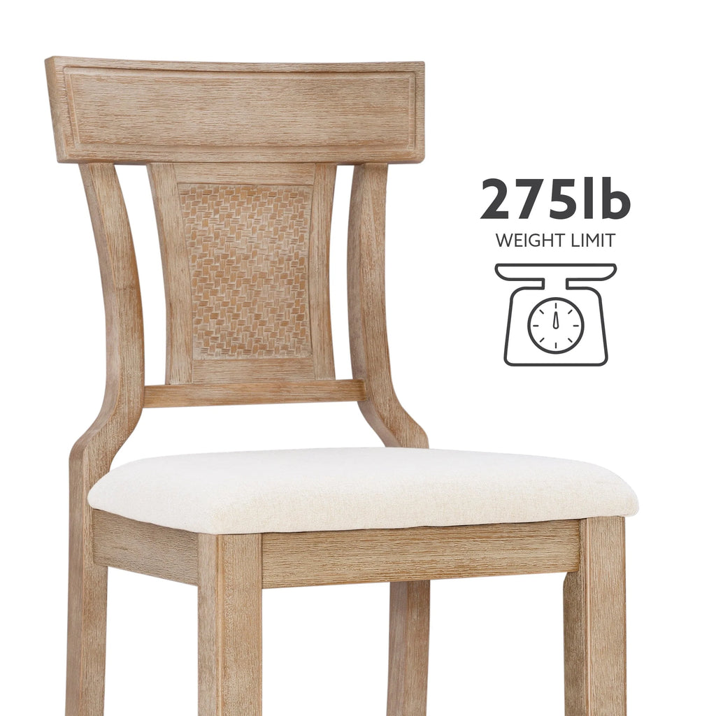 Linon Rylan 30" Bar Stool, Rustic Brown Finish with Beige Fabric
