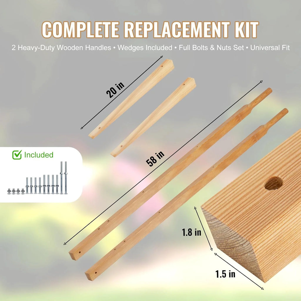 Wheelbarrow Replacement Handle Kit ?C 2 Pre-Drilled Heavy-Duty FSC Eco-Wood Handles, Universal Fit + Bolts, Nuts & Wedges (Plant a Tree)