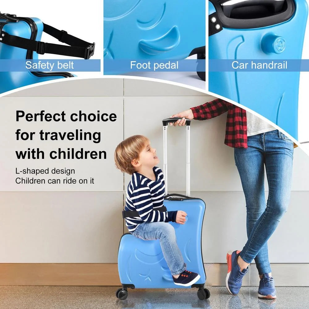 VAHIGCY Kids Luggage, Kids Ride-on Luggage with Spinner Wheels Suitcase, Kid's Ride-On Suitcase Help Your Child Relax, Carry On Trolley Luggage with Password Lock, 20"