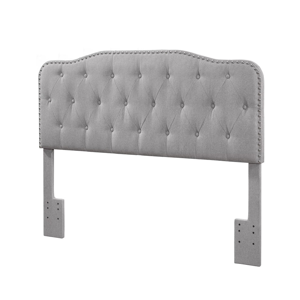 Tufted Gray Linen Headboard for Queen and Full Bed