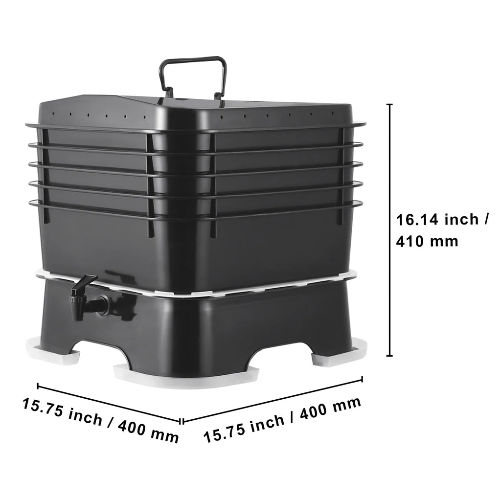 VEVOR 5-Tray Worm Composter, 50 L Worm Compost Bin Outdoor and Indoor, Sustainable Design Worm Farm Kit, for Recycling Food Waste, Worm Castings, Worm Tea, Vermiculture and Vermicomposting