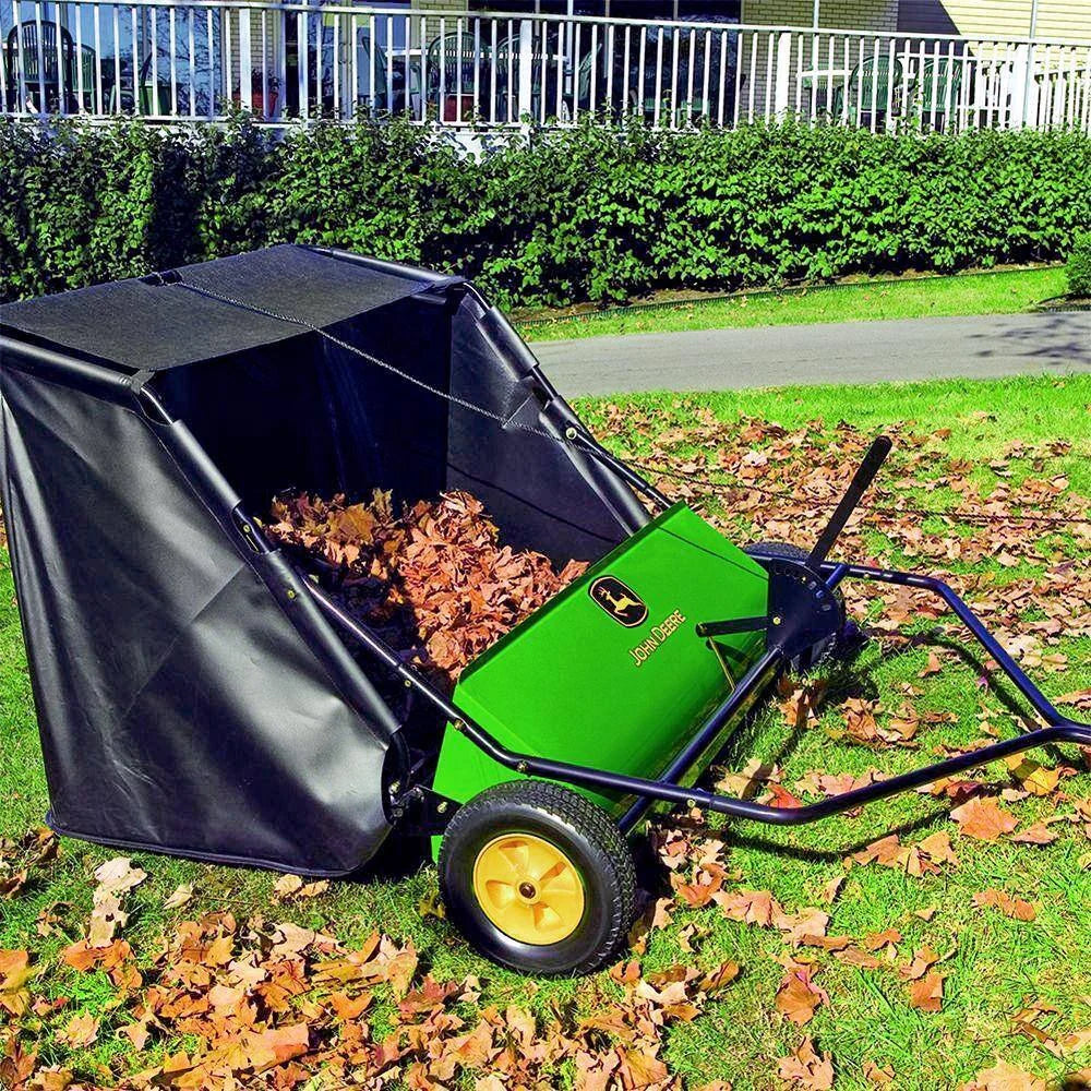 John Deere 42�� trailed lawn sweeper, 24 cubic foot capacity, adjustable brushes