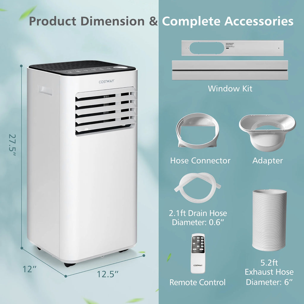 Costway 10000 BTU Portable Air Conditioner 3-in-1 Air Cooler with Fan Dehum Sleep Mode