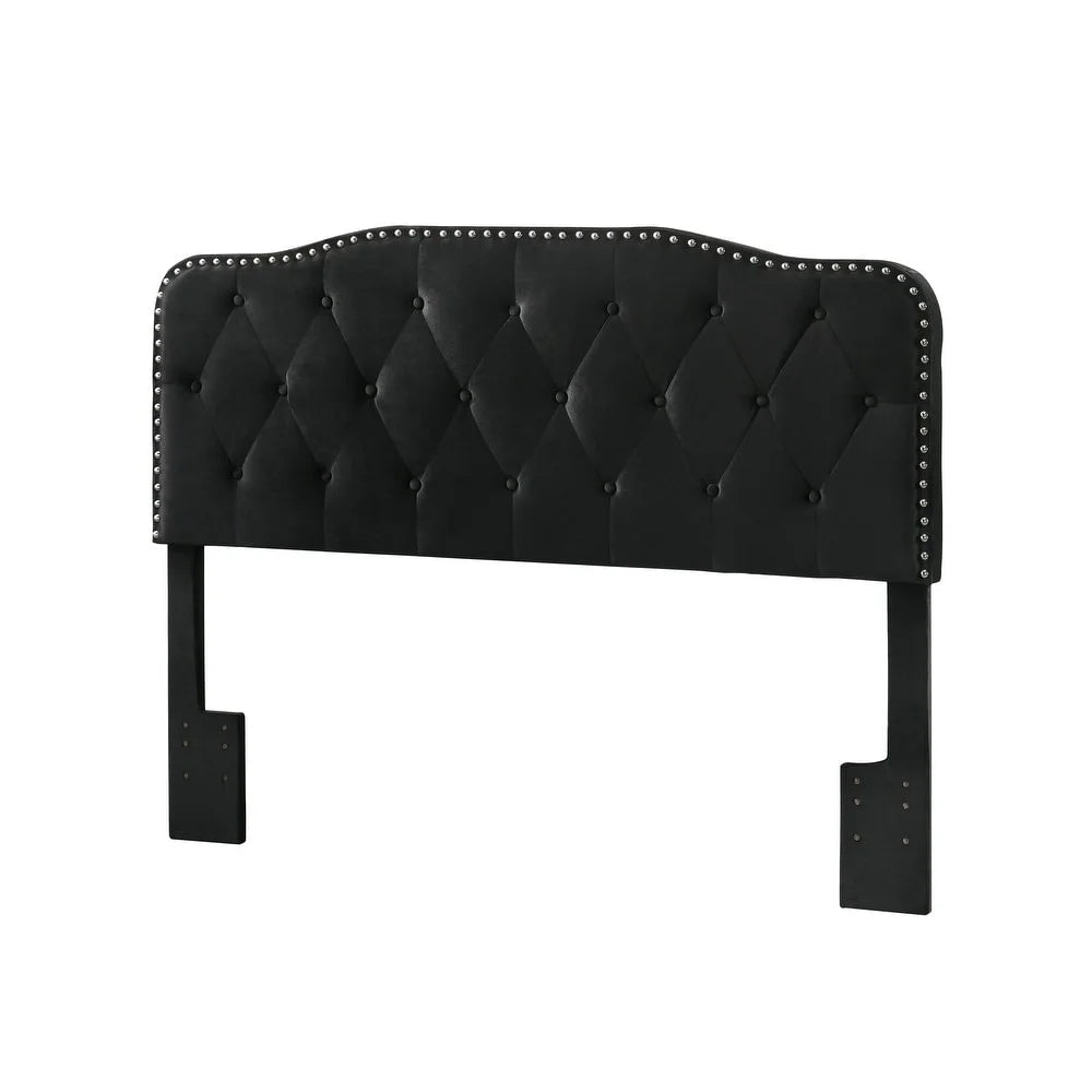 Tufted Gray Linen Headboard for Queen and Full Bed
