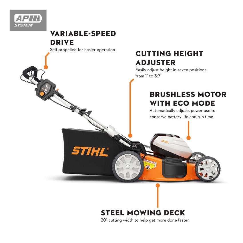 STIHL RMA 510 V 21 in. 36 V Battery Self-Propelled Lawn Mower Kit (Battery &amp; Charger)