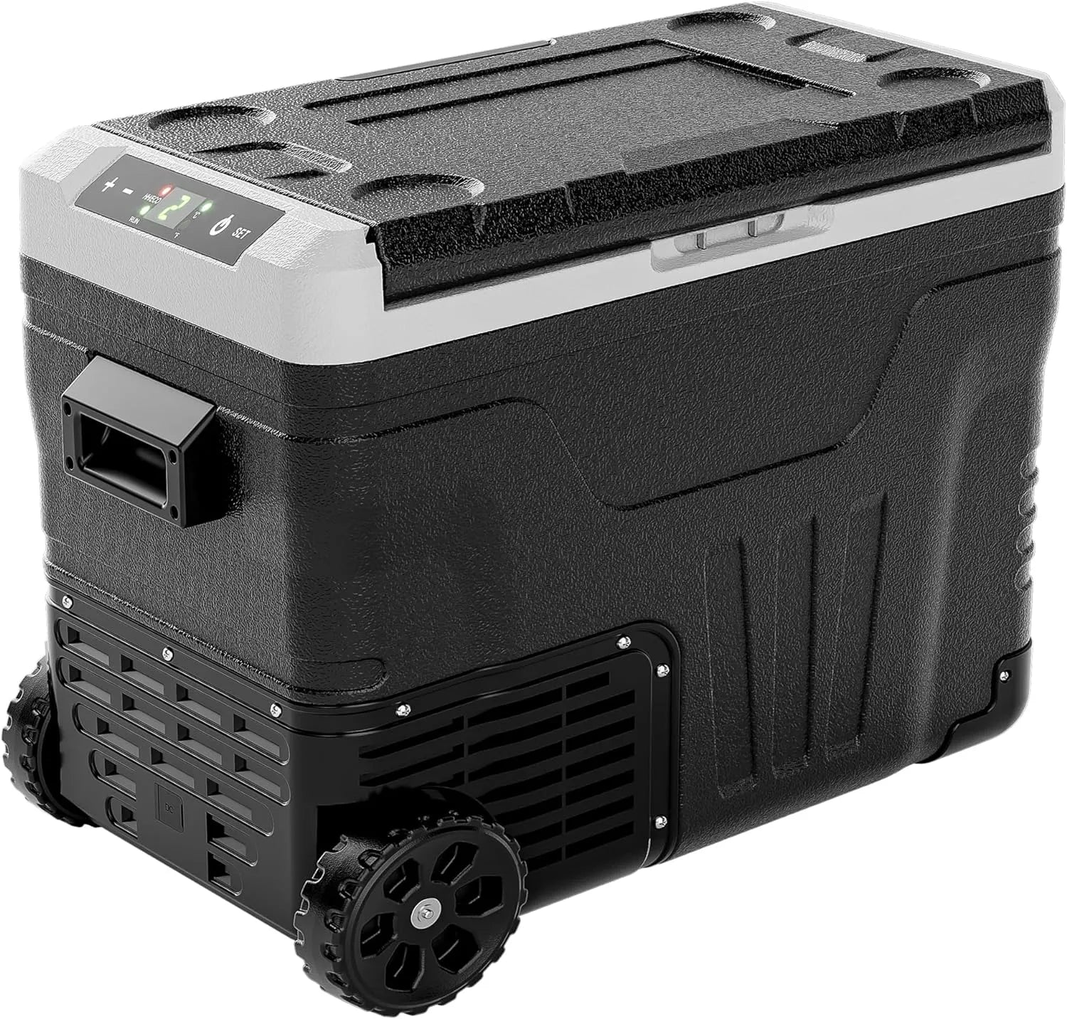 12 Volt Refrigerator, 53QT(50L) Electric Cooler, Portable Freezer 12V/24V DC 110-240V AC, 12V Fridge -4?H~68?H, 12V Cooler with Wheels & 2 Baskets for Travel, Truck, Boat, Camping