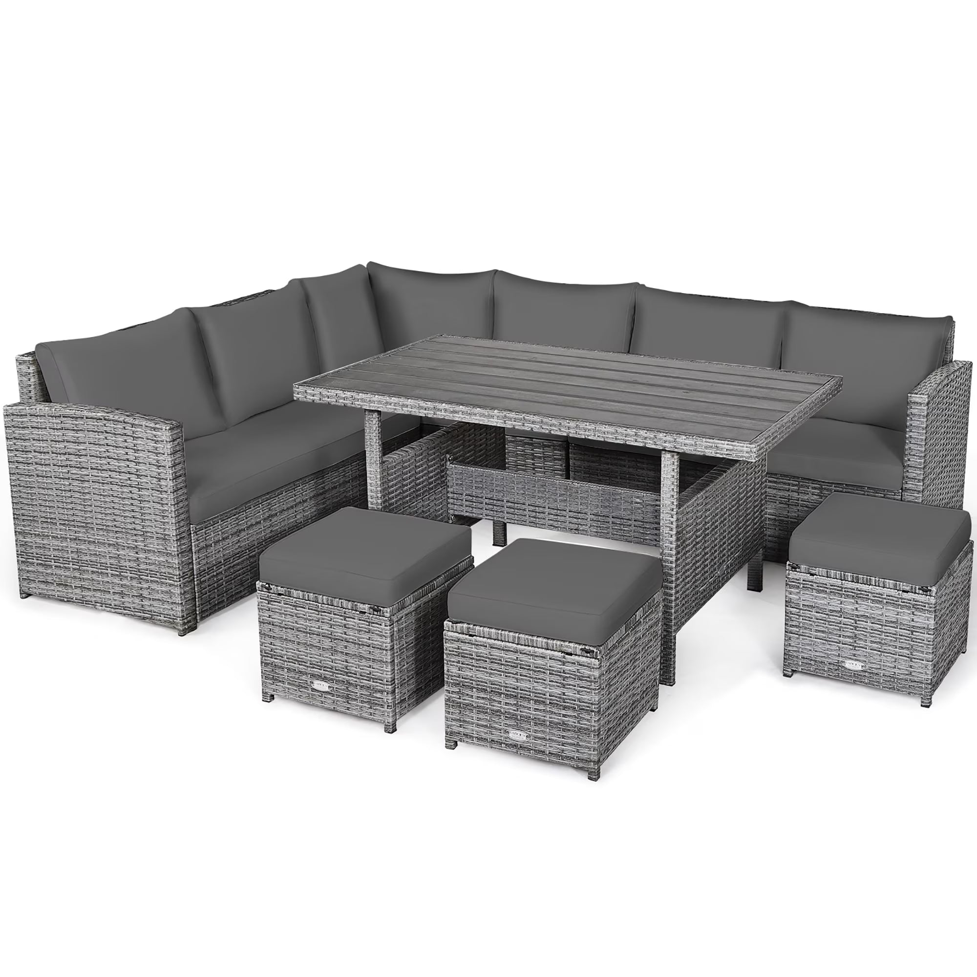7-piece Outdoor Rattan Patio Furniture Set Black