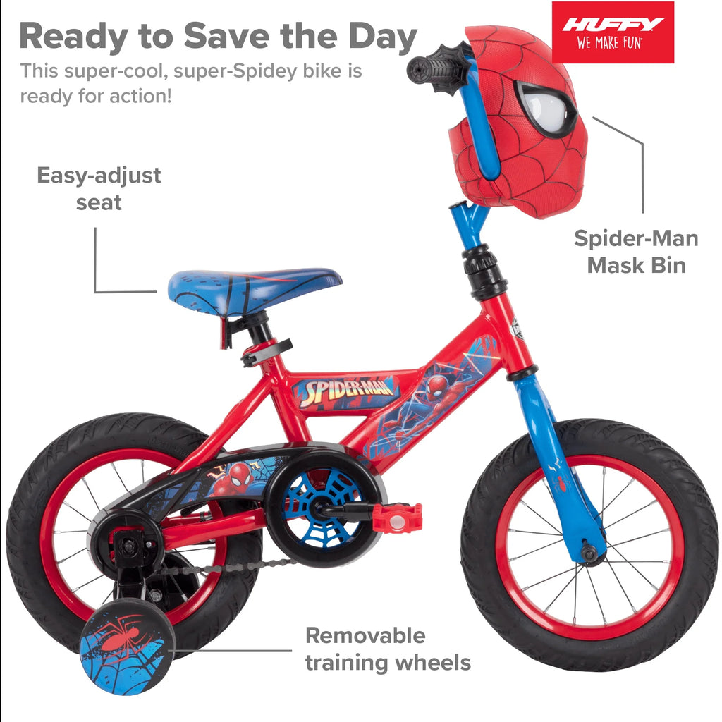 Huffy Marvel Spider-Man 12�� children's bicycle with training wheels, steel frame, ages 3-5