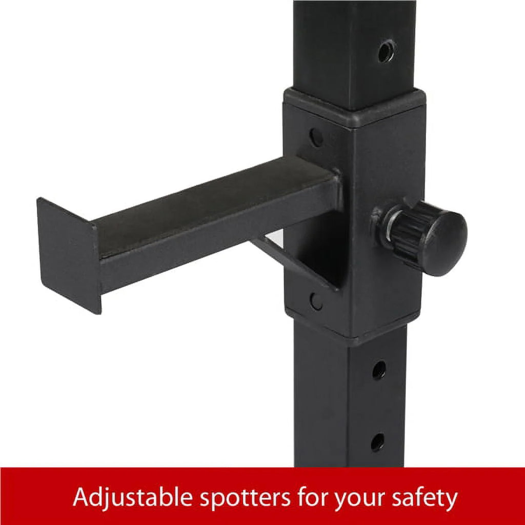 2-Piece Adjustable Squat Stand Rack or Barbell Free Press Bench, Black