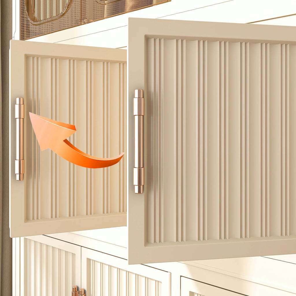 Montary Kids Portable Wardrobe w/ Magnetic Doors & Hanging Rod - 4-Cube Plastic Storage Cabinet,Nursery/Bedroom