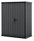 Keter Cortina Alto Vertical Durable Resin Outdoor Storage Shed with Heavy Duty Floor and Locking Latch Double Doors, Graphite