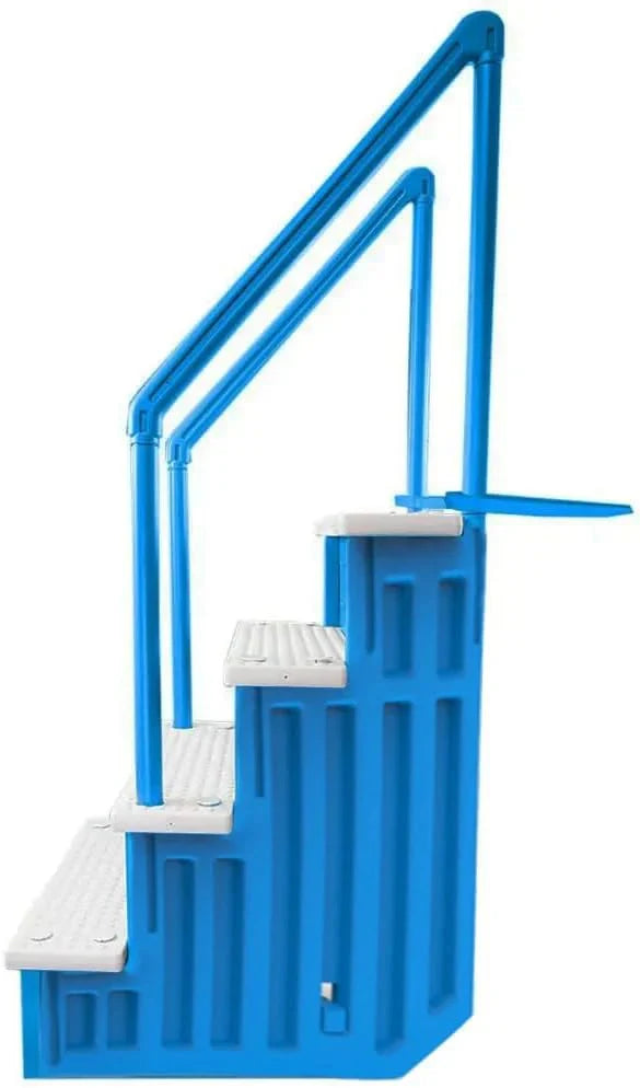 Non-slip entry steps for pools | Grey | For above-ground pools | Can be installed on terraces with a height of 122 to 137 cm | Load capacity up to 136 kg