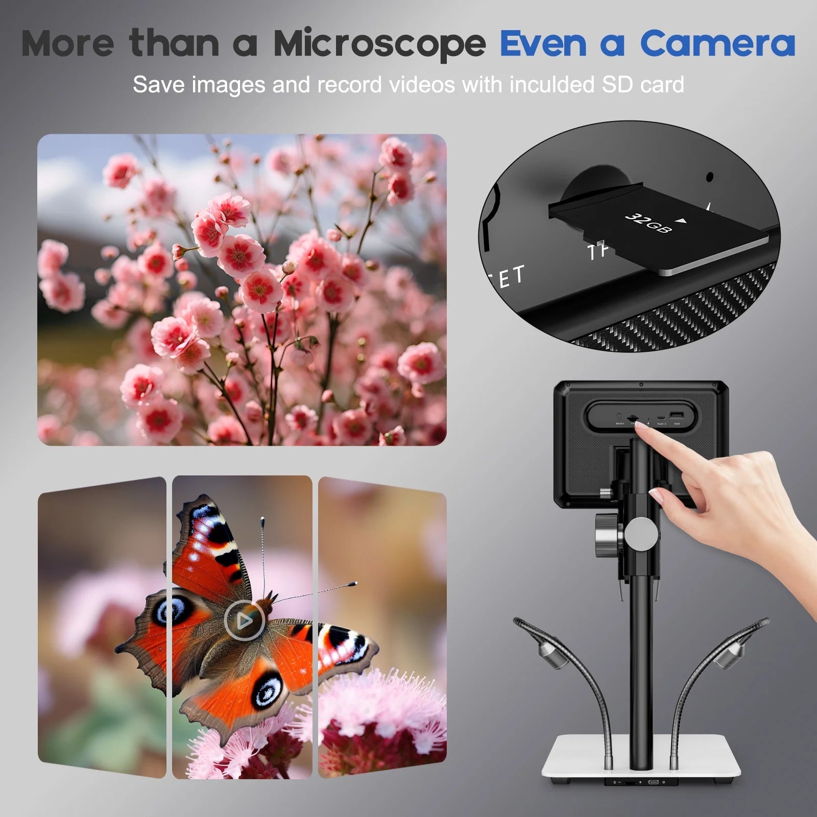 BEBANG 7" LCD Digital Microscope, 1200X Soldering Microscope for Error Coins Adults Kids, Windows, MacOS