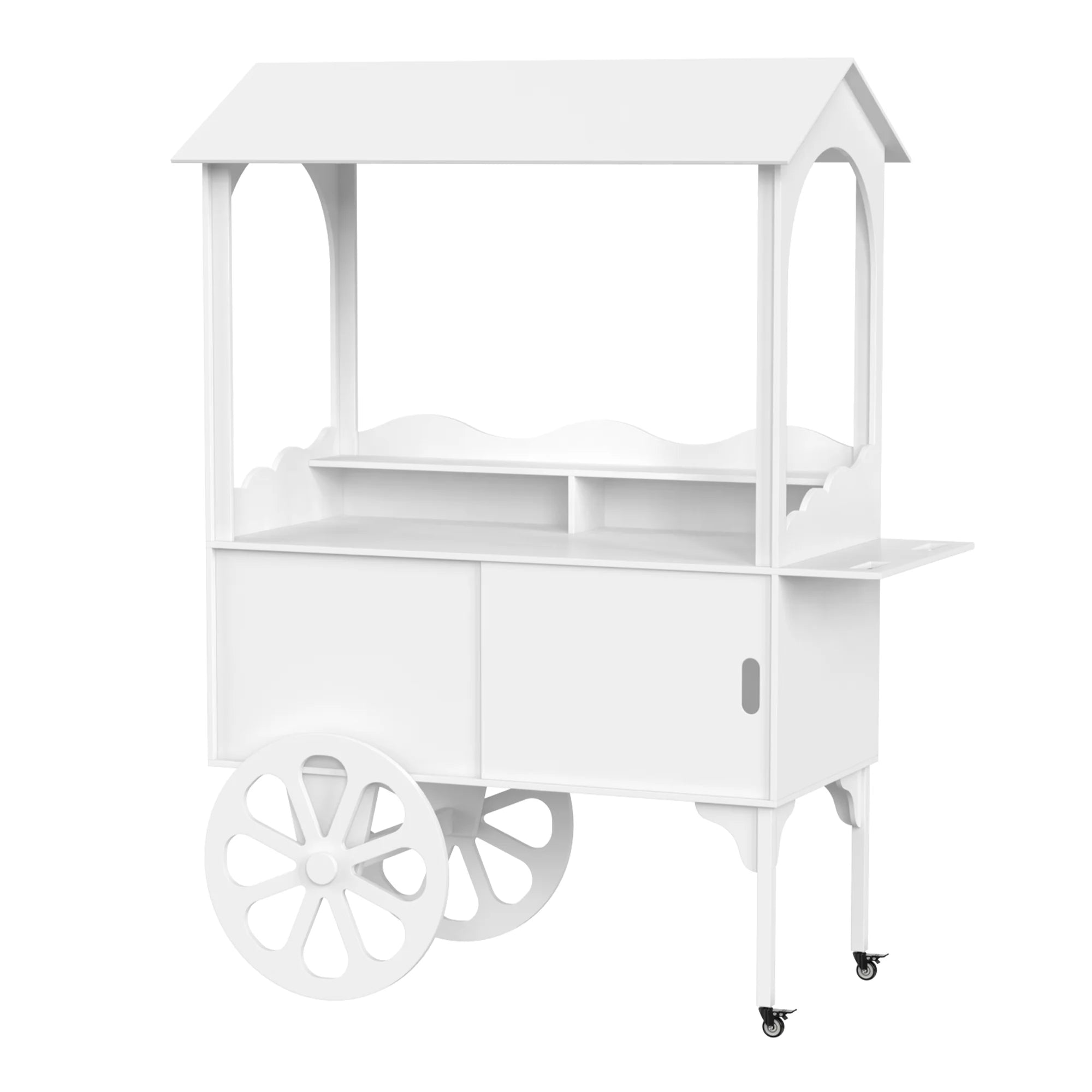 Candy Cart with Wheels for Party��Wood Dessert Cart with Storage Cabinet