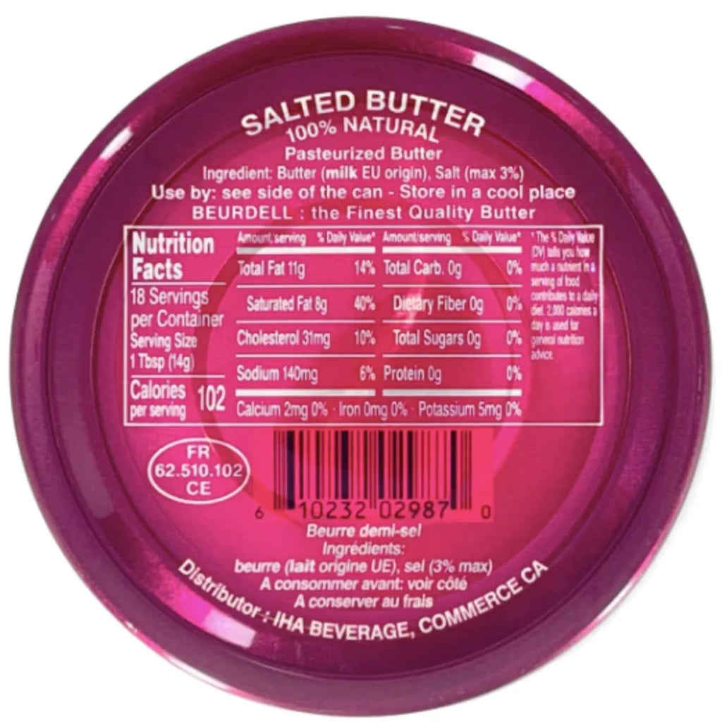 Beurdell Canned French Butter �C 100% Natural Salted Pasteurized Real Butter | Long Shelf Life Emergency Survival Food | Great for Cooking, Baking, RV & Camping | Pull Top Lid | Pack of 24 | France