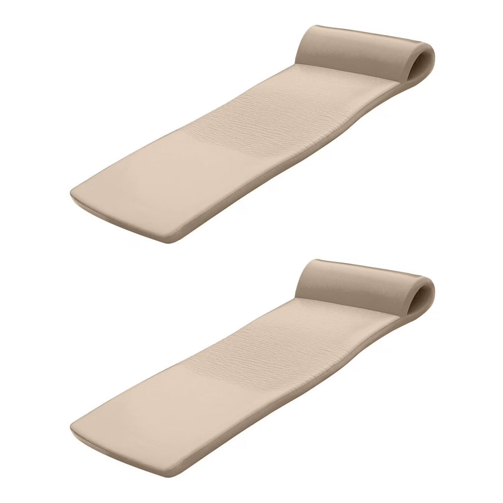 TRC Recreation Sunsation 1.75" Thick Foam Pool Float Lounger w/ Headrest, 2 Pack, Bronze