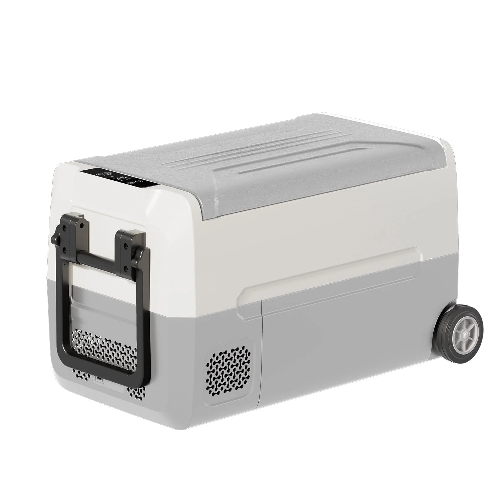 DISHUP 12V Portable Car Refrigerator, 53QT(50L) Electric Cooler with Dual Zone,DC & AC,Ideal for RV, Camping, Travel, Truck