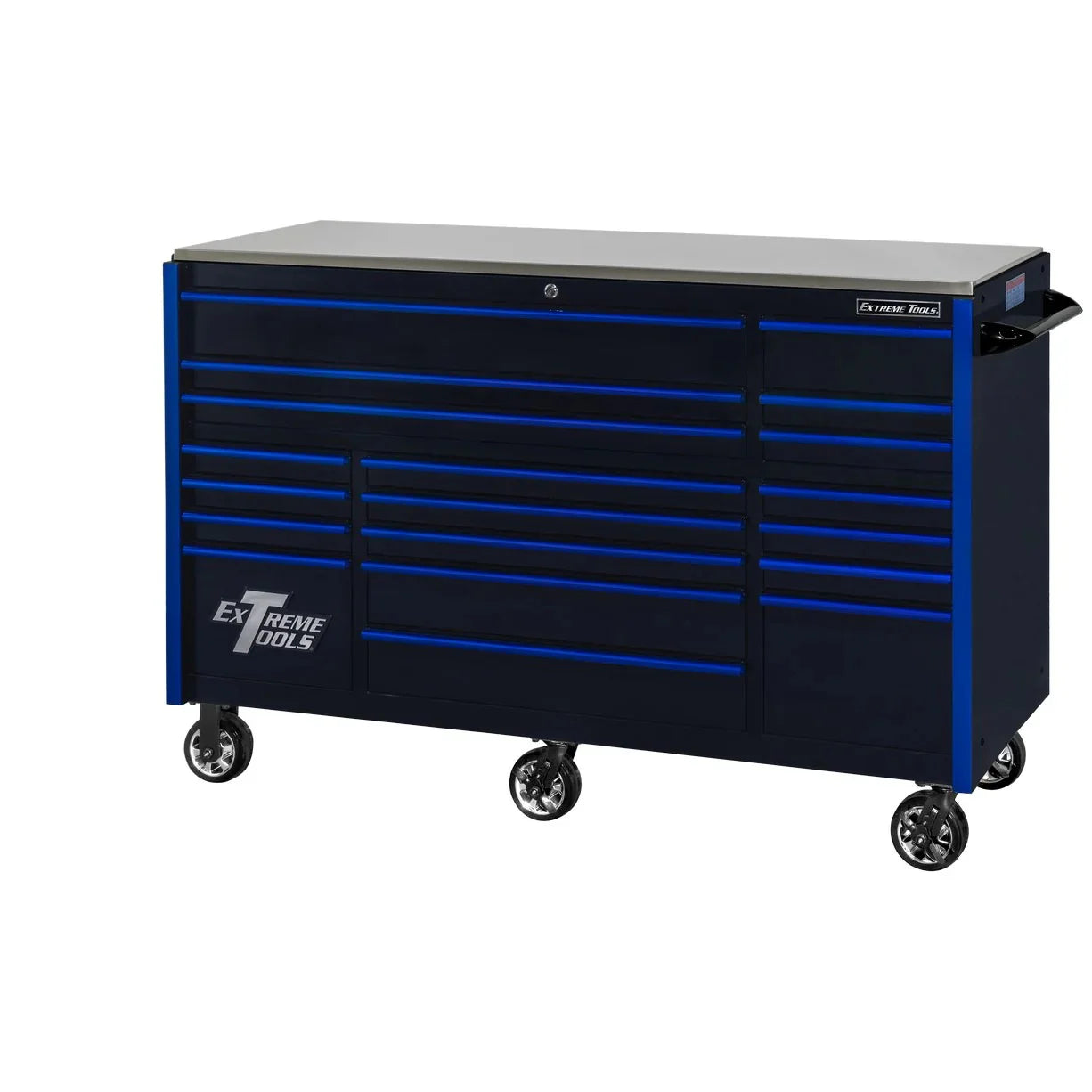Extreme Tools RX250 Series 72-inch x 30-inch Rolling Cart �C 19 Drawers �C 250 lb Drawer Slides