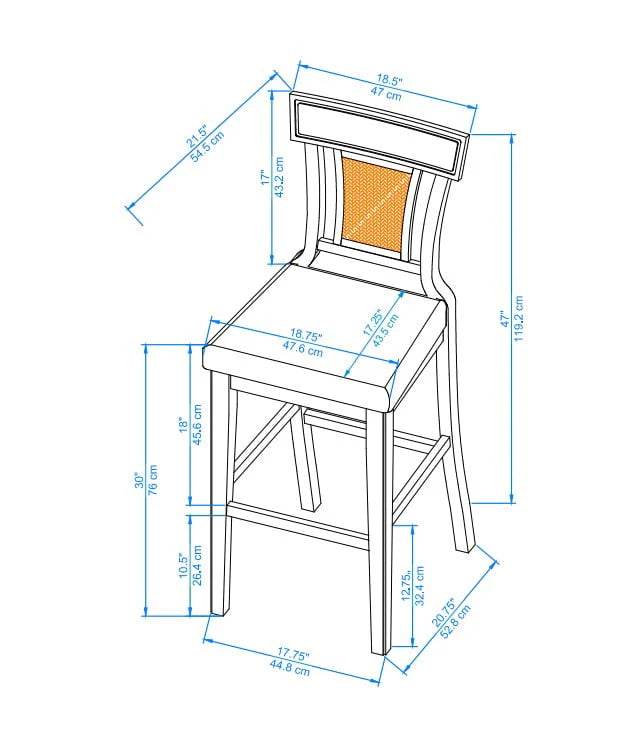 Linon Rylan 30" Bar Stool, Rustic Brown Finish with Beige Fabric