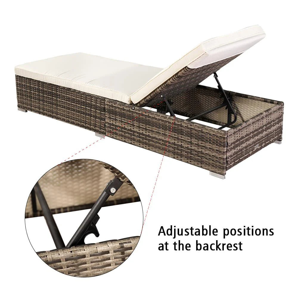 GoDecor Outdoor Wicker Rattan Sunloungers Recliner Sun Bed Lounger Pool Garden