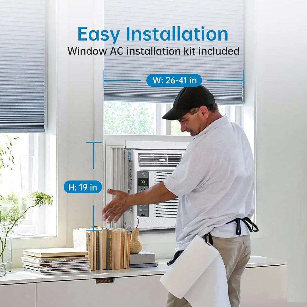 GAOMON Smart 6000 BTU Window Air Conditioner ?C WiFi-Enabled AC with Remote & App Control, Timer, Sleep Mode, Easy Install Kit, Cools Rooms Up to 350 Sq. Ft, 115V, White