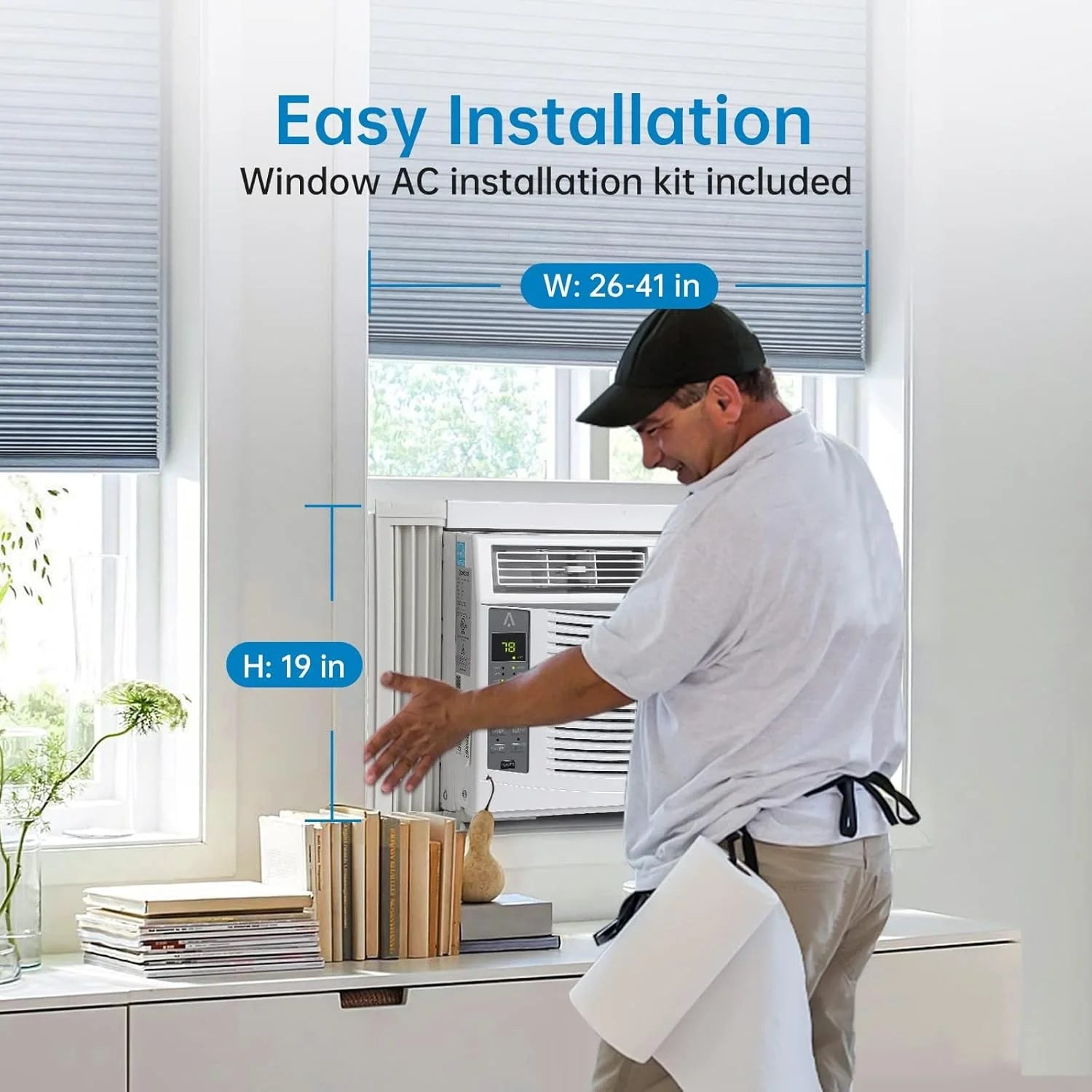 GAOMON Smart 6000 BTU Window Air Conditioner ?C WiFi-Enabled AC with Remote & App Control, Timer, Sleep Mode, Easy Install Kit, Cools Rooms Up to 350 Sq. Ft, 115V, White