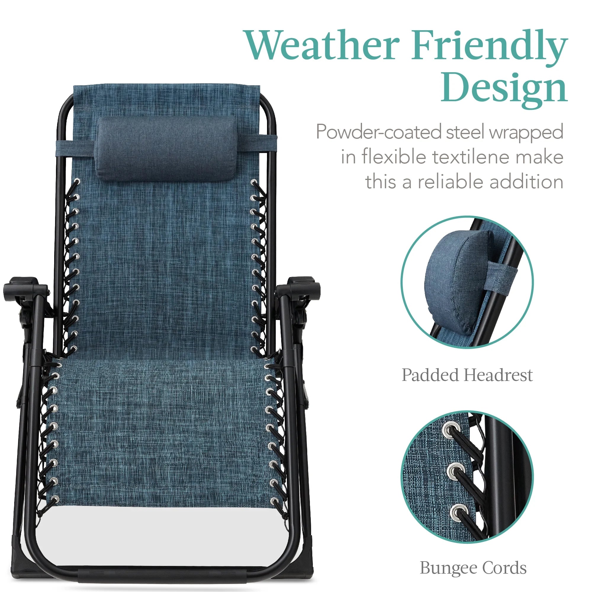 Best Choice Products Oversized Zero Gravity Chair, Folding Recliner w/ Removable Cushion, Side Tray - Fossil Gray